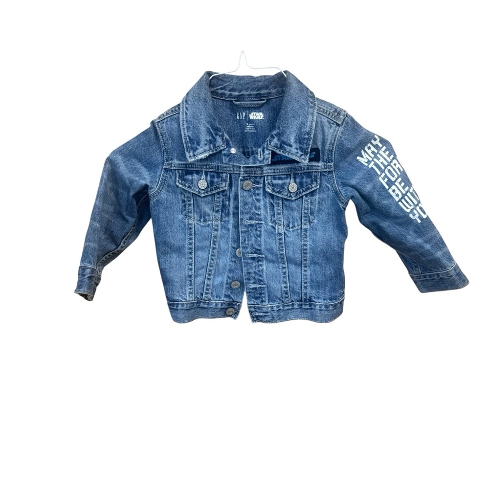 Star Wars Kids Denim Jacket  GAP Blue Jean Jacket Lightsaber Graphic Size 3T